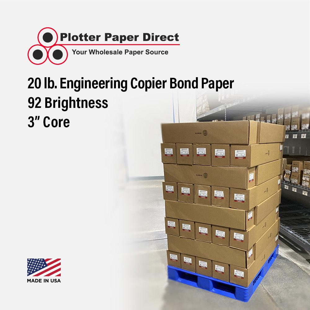 34'' x 500' Rolls - 20# Engineering Bond - 3'' Core (Pallet of 42)